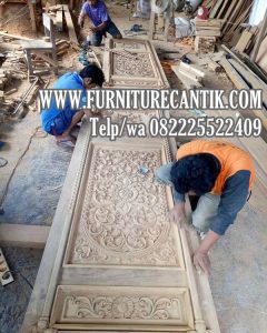 Daun Pintu Jati Ukiran Bunga Minimalis Mewah