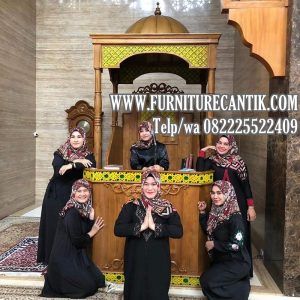 Model Mimbar Masjid Jati Ukiran Minimalis Mewah Cantik