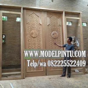 Model Pintu Kusen Masjid Kayu Jati Ukiran Minimalis Arabic