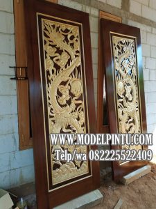 Model Pintu Rumah Mewah Jati Ukiran Relief Naga