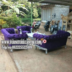Model Sofa Ruang Tamu Jati Mewah Kain Bludru
