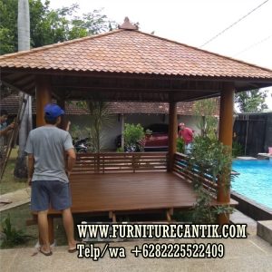 Jual Model Gazebo Kayu Jati Asli