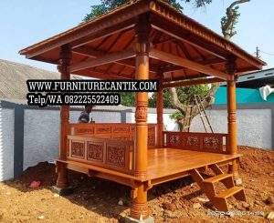 Model Gazebo Kayu Jati Motif Mewah