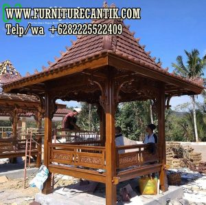 Model Gazebo Taman Kayu Jati Ukiran