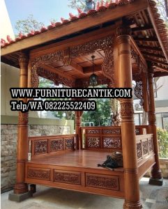 Model Gazebo Kayu Jati Motif Ukir