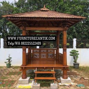 Model Gazebo Kayu Jati Ukiran