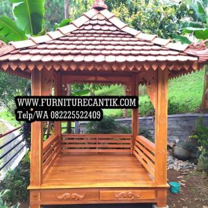 Model Gazebo Taman Kayu Jati Modern