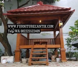 Model Gazebo Taman Kayu Jati Minimalis