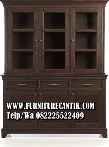 Model Lemari Pajangan Kayu Jati Retro