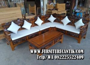 Model Kursi Tamu Kayu Jati Bentuk Sudut