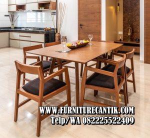 Model Set Meja Makan Kayu Jati Modern Jepara
