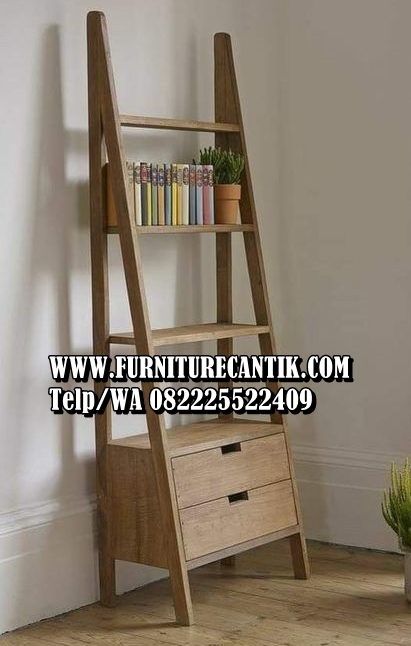 Model Rak Buku Minimalis Kayu Jati