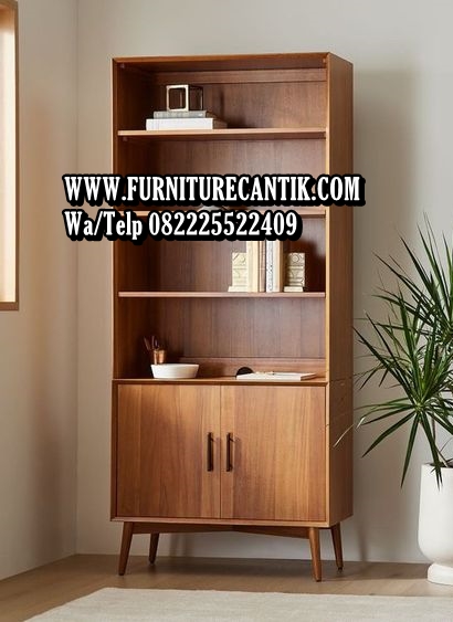 Model Rak Buku Kayu Jati Minimalis Modern