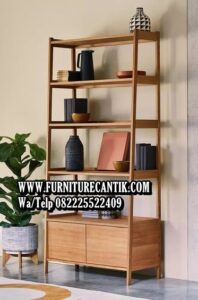 Model Rak Buku Kayu Jati Modern Jepara