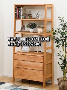 Model Rak Buku Kayu Jati Antik Modern