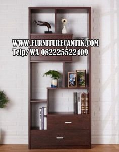 Model Rak Buku Kayu Jati Desain Retro