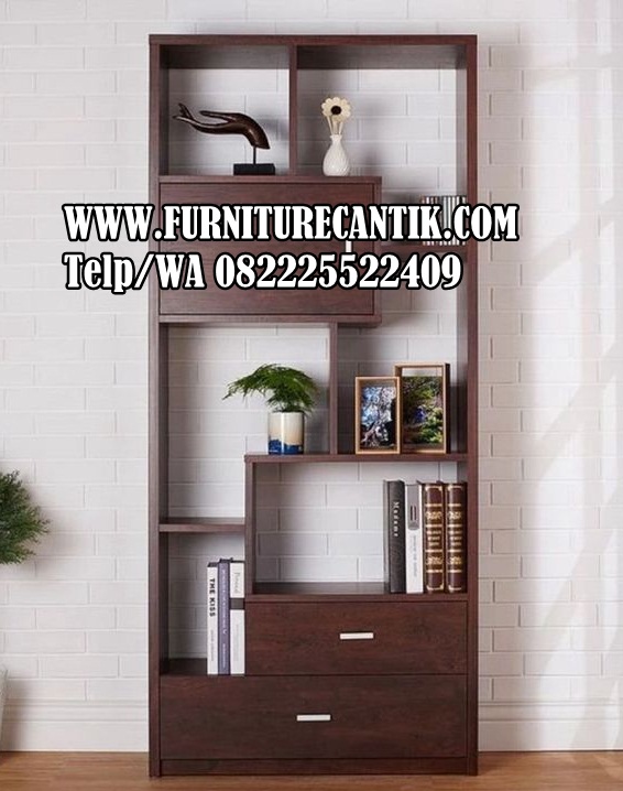 Model Rak Buku Kayu Jati Desain Retro