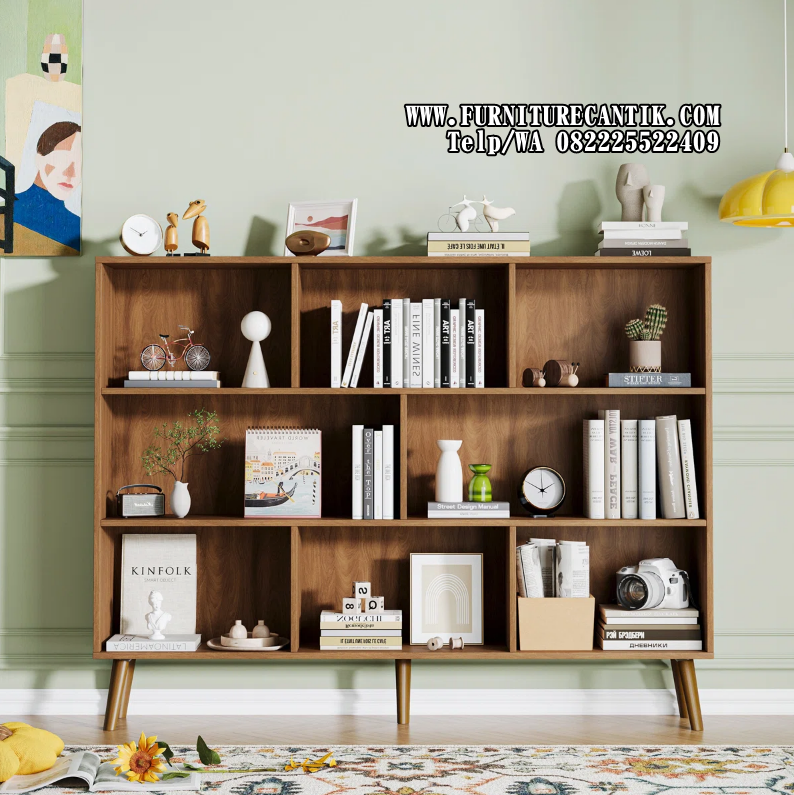 Model Lemari 2in1 Rak Kayu Modern Simple