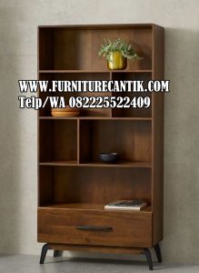Model Rak Buku Modern Vertikal Jati