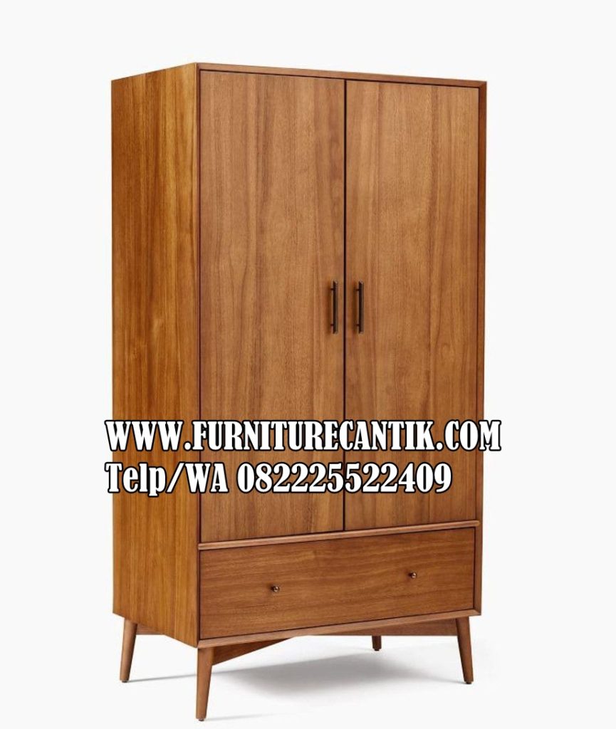 Model Lemari Pakaian Minimalis Kayu Jati 2 Pintu