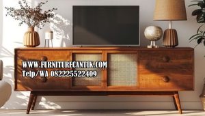 Model Meja TV Kayu Jati Kombinasi Laci