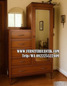 Model Lemari Pakaian Kayu Jati Estetik Natural