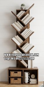 Model Rak Buku Minimalis Display Jati