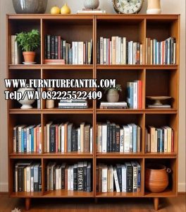 Model Rak Buku Minimalis Serbaguna Jati